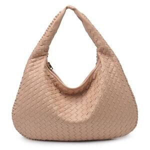 Victoria Woven Vegan Leather Hobo Bag | Natural
